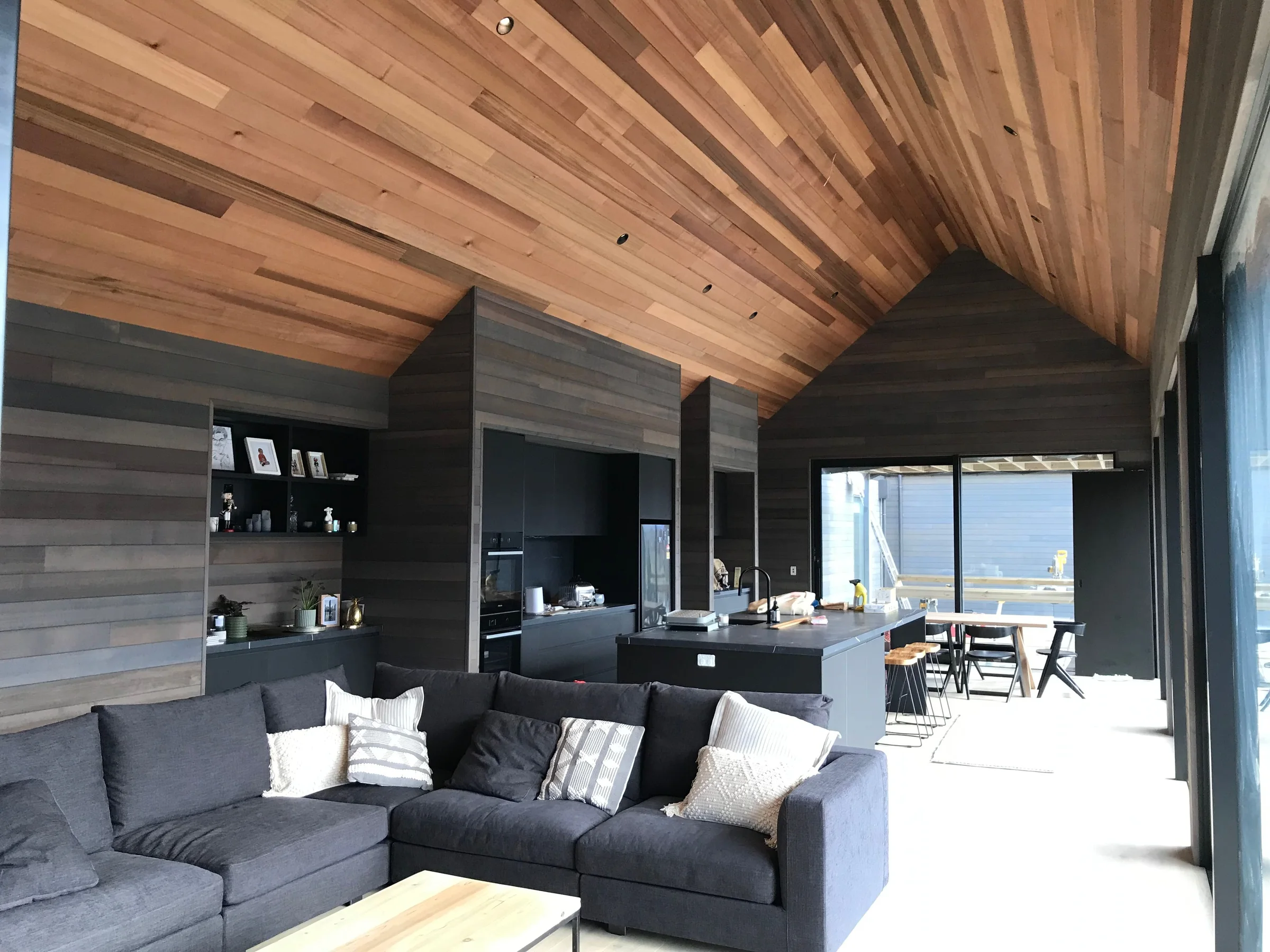 Expansive timber-lined Queenstown living space finished by Fine Finishes